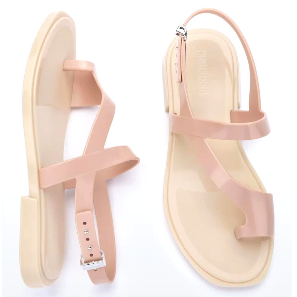 Melissa Strappy Light Pink Nude Cassie Slingback Adjustable Sandals Sz 9